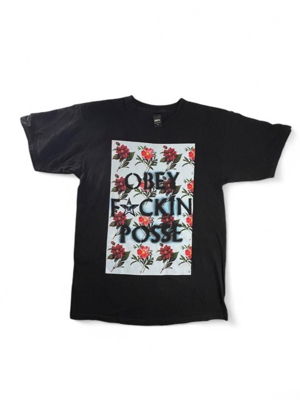 Obey Graphic Cotton Tee Black Size M